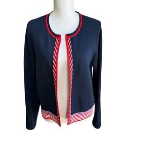 CABI Sweater Womens M Red White & Blue Faye Reversible Deadline #5640 Patriotic